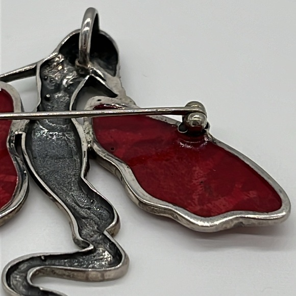 Sterling silver winged mermaid 2.5” by 2.25” brooch or pendant - Picture 5 of 11